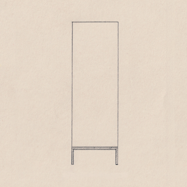 side view of muir non humidified guitar display cabinet design drawing