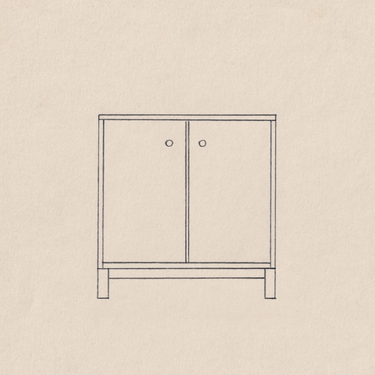line drawing of a music room gear and media storage cabinet by american music furniture