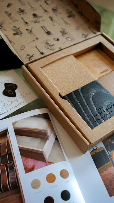 music room interior designer wood sample kit
